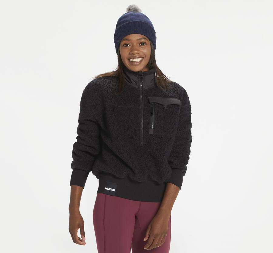 Hoka One One Hoodie Womens Black - Fleece Sky - 29035YSAG